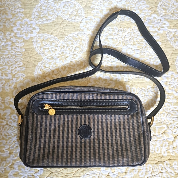 Fendi Handbags - Fendi Pequin Striped Canvas Crossbody Bag